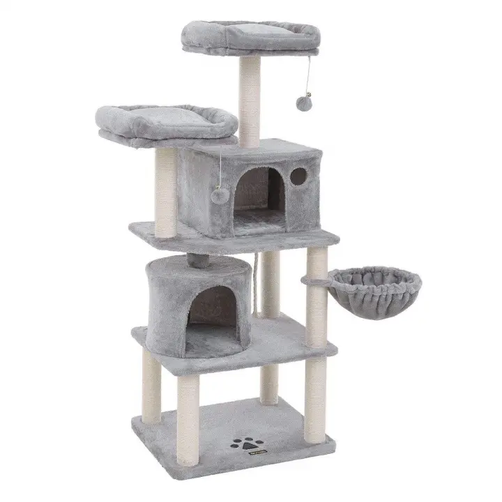 Árbol para gatos con postes recubiertos de sisal, rascador con varias plataformas y centro de actividades para gatos, color a elegir - 1