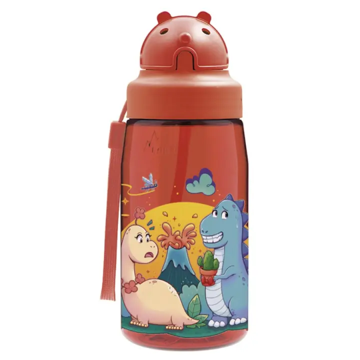 Botella DINOS LOVE de tritan 450 ml con pajita de Laken - 1
