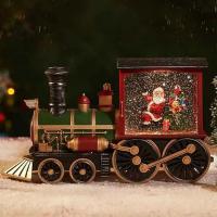 Adorno De Navidad En Caja Con Santa Claus Y Payaso De Nieve Decoración De Mesa Con Bola De Cristal De Tren Figura De Miniaturas De Plástico - details 3
