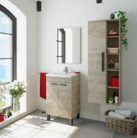CAMA EXPRESS Mueble de baño de 50 cm de ancho con 2 puertas y espejo en color roble alaska (Lavabo no incluido). - details 2
