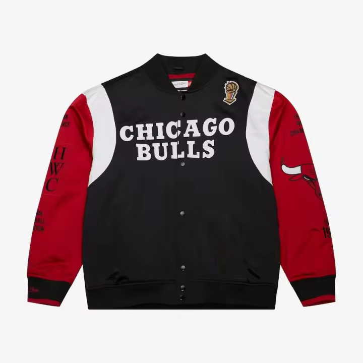 Chaqueta Bomber Mitchell & Ness Chicago Bulls Hardwood Classics Team Origins Black Red - 1