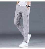 Pantalones Casuales Para Hombre De Seda Helada Verano Negro Gris Delgados Negocios Casual Elasticidad Transpirables Rectos Deportivos - details 21