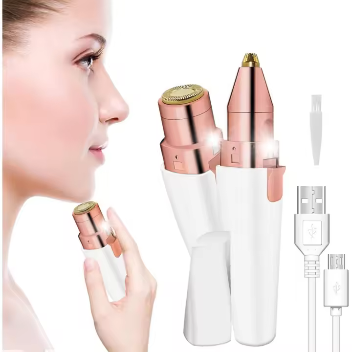 Depiladora facial Femenina, depiladora recargable, recortadora y afeitadora de Cejas 2 en 1 Femenina, cable de carga USB para Cejas - 1