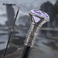 Bastón De Moda Diamante Morado Plata Elegante Para Caballeros Cosplay 93cm Punta De Goma Mango Sólido Material De Acero - details 0