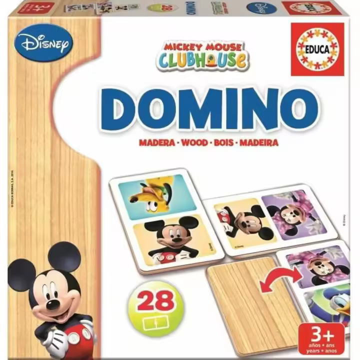 Educa  Domino mickey de Madera Mickey y Minnie. 28 Piezas + 3 años Educa 16037 - 1
