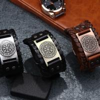 Pulsera Vikinga De Moda Con Encanto De Runas Nórdicas Y Compas Pulsera De Cuero Tejido Para Hombres Joyería De Moda Para Fiesta - details 8
