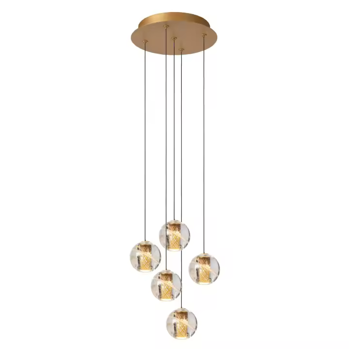Lucide DILENKO - Lámpara colgante - Ø 31 cm - LED Regul. - 5x3,5W 2700K - Oro mate / Latón - 1