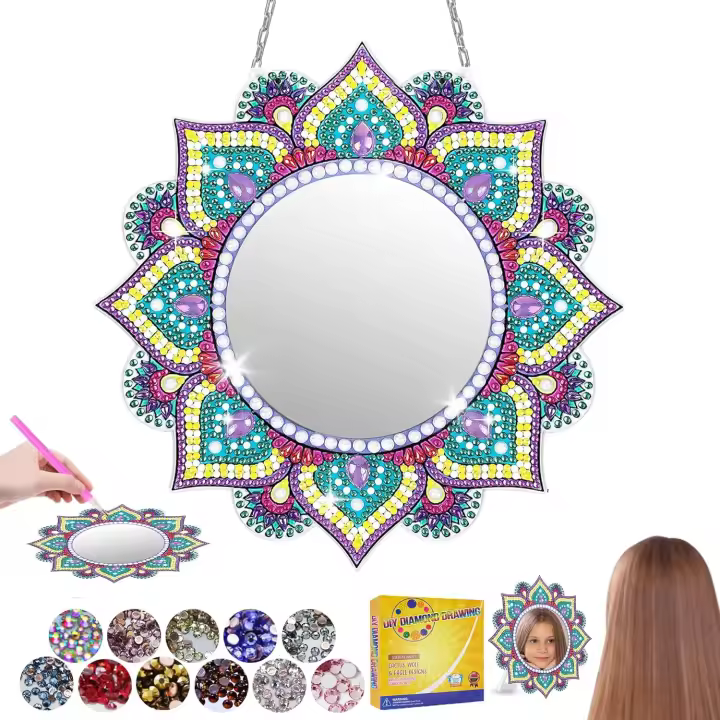 DIY Diamond Pintura espepejo artesanía Kit, Mandala maquillaje Espejo Niños Gift de Cumpleaños Juguete para edades 5-12 - 1
