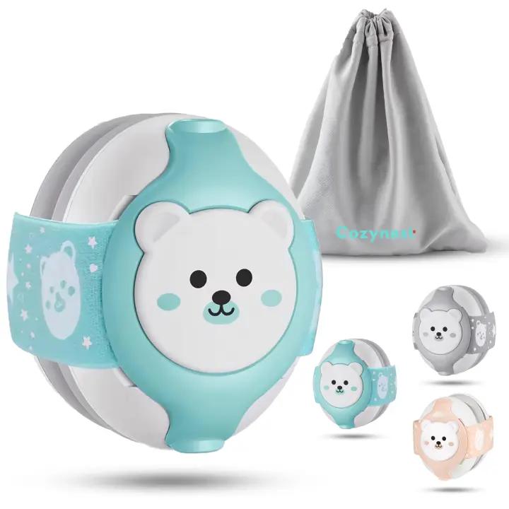 Cozynest-Cascos Antiruido para Bebés 0-36 Meses con Reducción de Ruido de 25dB, Diseño de Oso y Diadema Ajustable - Orejeras Antiruido con Bolsa de Transporte, Certificados CE, CPC y RoHS - 1