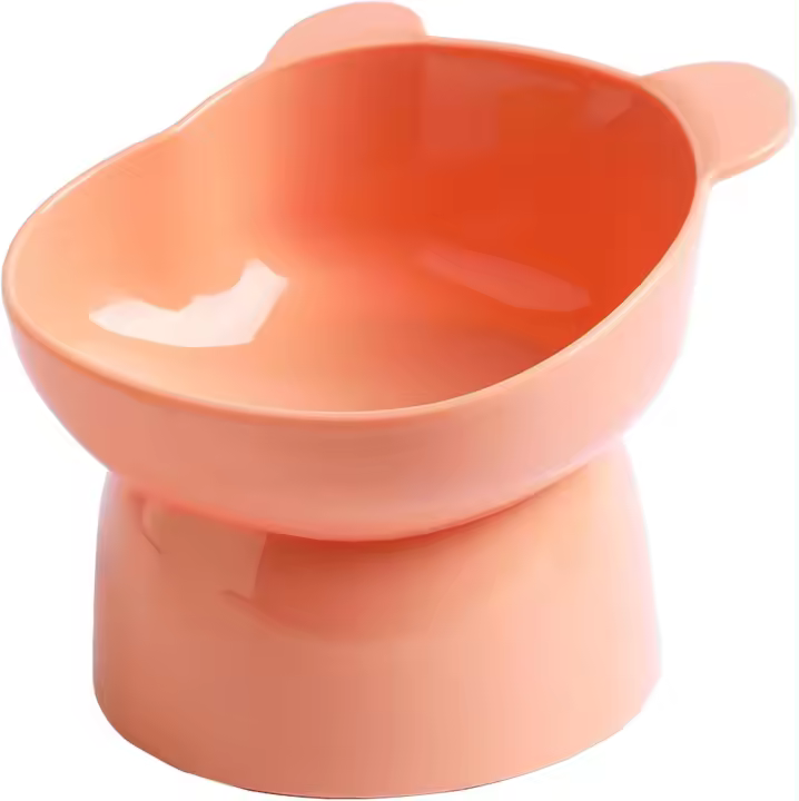 Comedero Elevado para Gatos, con base inclinada, protector de Cuello, antivómito, para Comida y Agua, inclinado 15 ° (rosa) - 1