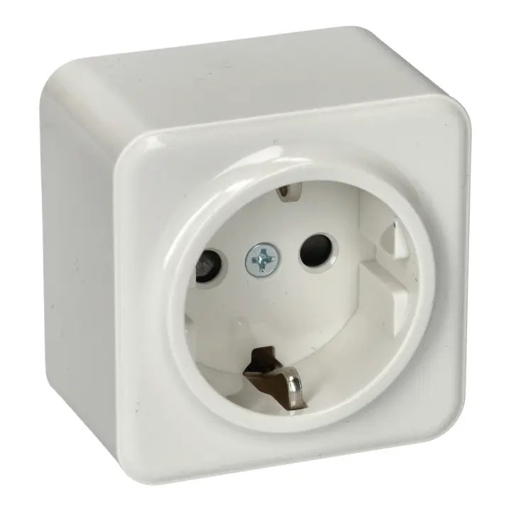 JANDEI Enchufe Schuko para Colocación en Superficie Blanco Policarbonato Duradero - 1