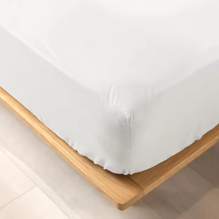 Sábana Bajera Ajustable 100% Algodón – Suave al Tacto, Transpirable y Resistente – Alta Calidad con 144 Hilos , Ideal para Dormitorios – Color Blanco Clásico, Resistente a Múltiples Lavados , Fácil de Limpiar , Lavable a Máquina, Fabricada en Portugal c - 1