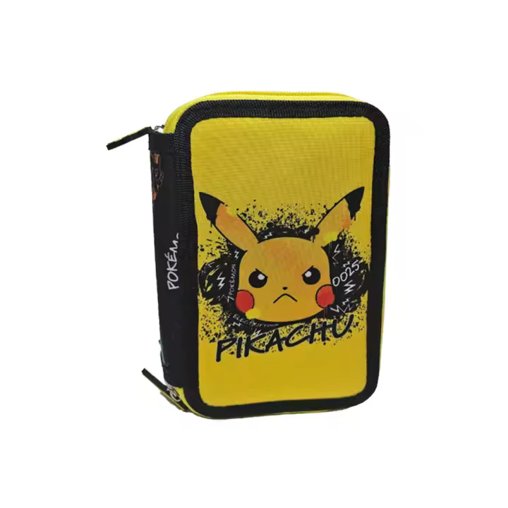 Mochila escolar Pokémon - Mochila grande de 2 piezas con carrito de 45 cm y estuche de 3 cremalleras para niños - Diseño de dibujos animados - Licencia oficial - 1