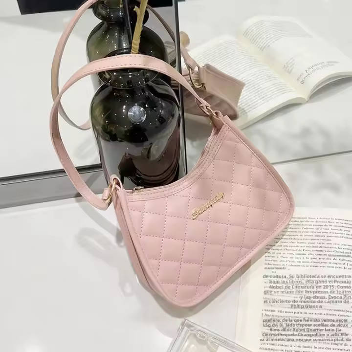 Bolso De Mano Bordado Para Mujer Bolso De Hombro Versátil De Moda Forma De Media Luna Material PU Con Lining De Poliéster - 1