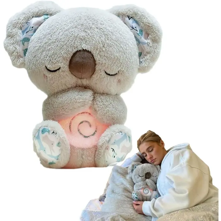 Koala relajante, nutria dormida, koala que alivia la ansiedad, nutria que respira, juguete de peluche portátil con luz musical y ritmo - 1