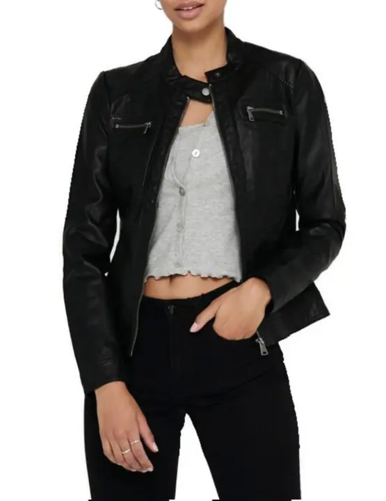 Cazadora Only Bandit polipiel negra de mujer - 1