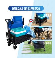 Carro Plegable Playa con Ruedas - Carrito Plegable con 4 Ruedas - Ligero y Resistente, Soporta hasta 50 kg - Ideal para Playa, Camping y Jardín - Diseño Compacto y Fácil de Transportar - details 2