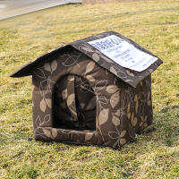 Casa De Gato Impermeable Para Exteriores Calefacción Invierno Cueva Caliente Para Mascotas Pequeñas Cama De Descanso Plegable Y Lavable Para Perro Bebé Suministros - details 0