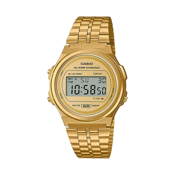 RELOJ CASIO A171WEG-9AEF RETRO VINTAGE UNISEX DORADO DIGITAL - 1