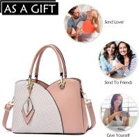 Bolsostoteparamujer Bolso de Mano Mujer Moda Cuadros Bolso Bandolera PU Cuero Bolso Señoras Tote Elegante Bolsa de Hombro con Colgante Rombo para Trabajo - details 4