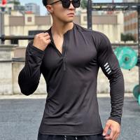 Camiseta Deportiva Para Hombres 2024 Con Cierre Y Cuello Redondo Manga Larga Transpirable Para Entrenamiento Y Baloncesto Ropa De Exterior - details 3
