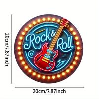 Ilumina Tu Espacio Con Un Signo Neón De Rock Roll 2D Decoración Musical Para Bar Club O Café Artwork De Pared En Aluminio - details 1