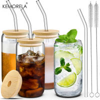 Vaso De Vidrio De 400ML Con Tapa De Madera Y Pajita Para Bebidas Jugos Cerveza Café Leche Transparente Para Fiestas - details 0