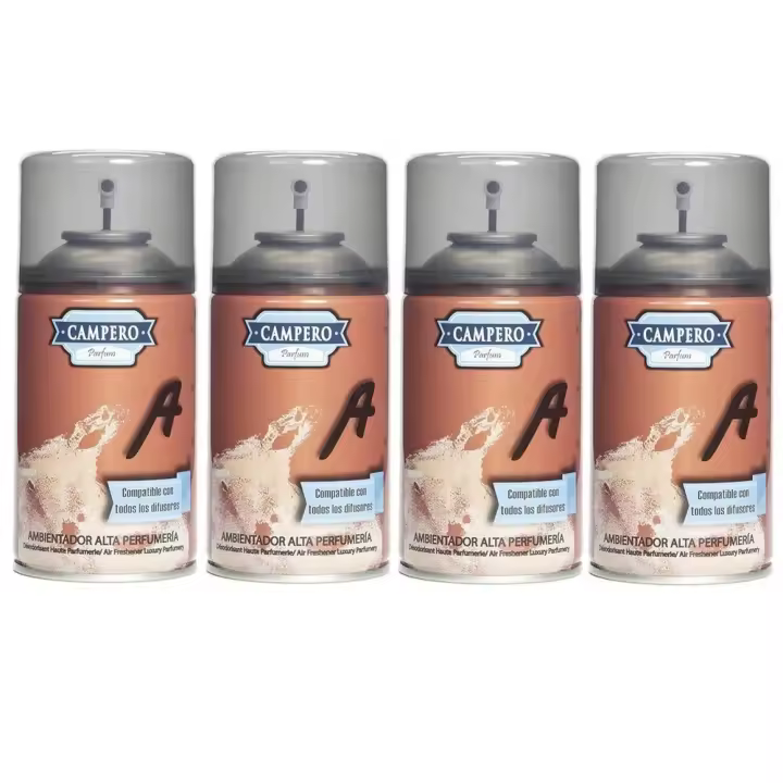 CAMPERO Tronic Parfum, Ambientador A En Aerosol 250ml, Pack 4 Recambios, Dosificador Automático, Apto Para Todos Los Difusores Del Mercado, Aroma Intenso y Duradero - 1