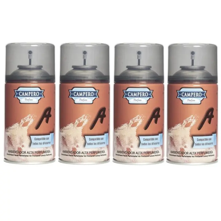 CAMPERO Tronic Parfum, Ambientador A En Aerosol 250ml, Pack 4 Recambios, Dosificador Automático, Apto Para Todos Los Difusores Del Mercado, Aroma Intenso y Duradero - 1