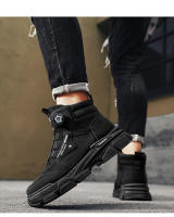 Botas De Motociclista Para Hombre Negras Moda Casual Plataforma Trabajo Exterior Calzado De Calle Botines De Cuero Para Hombre Altura Del Tobillo - details 7