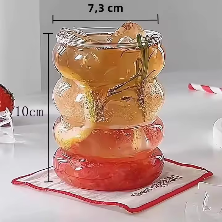 Taza De Vidrio Transparente Para Café Leche Jugo Y Té Estilo Retro Uso Doméstico Corrugada Resistente Al Calor - 1
