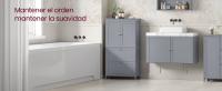VASAGLE Mueble de Baño, Armario de Baño, Armario de Cocina, Armario Almacenaje con 2 Cajones y 2 Puertas, Estante Regulable, 30 x 60 x 110 cm, Gris Paloma/ Blanco - details 0