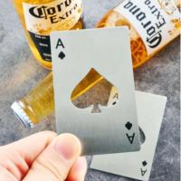 Abrepuertas De Acero Inoxidable Tamaño De Tarjeta De Crédito Ace of Spades Creativo En Forma De Baraja Portátil Para Bebidas - details 3