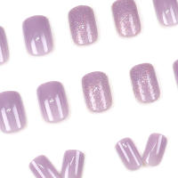 Kit De Uñas Postizas De Presión Para Mujeres Y Niñas 24 Piezas Juego De Uñas Postizas Cortas Cuadradas Con Diseño De Flores Geométricas Y Brillo Moda Oficina - details 69