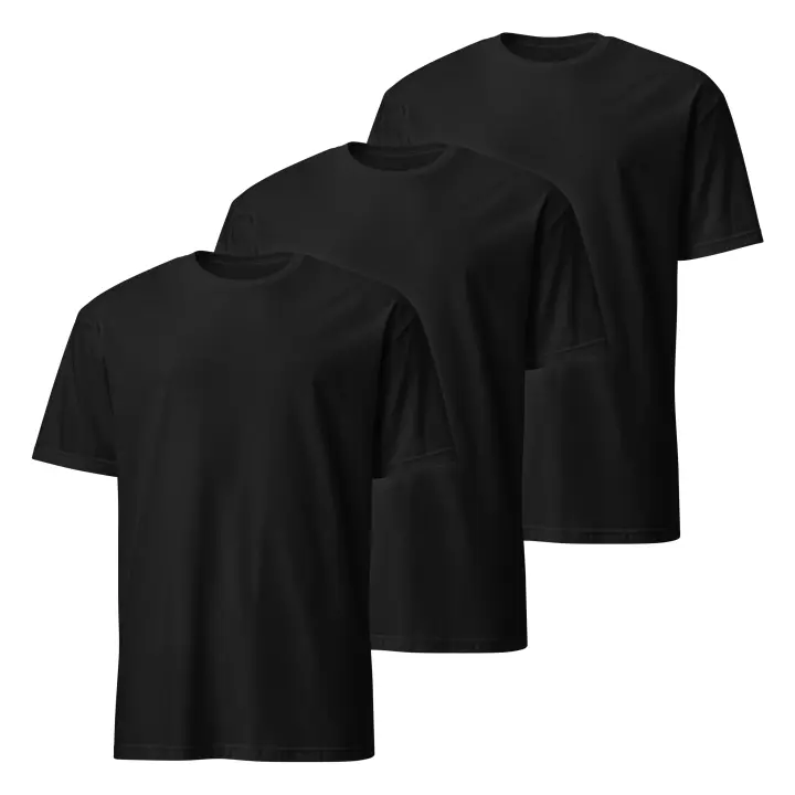 Pack de 3 Camisetas de Manga Corta para Hombre - Premium - 100% Algodón de Alta Calidad - Diseño Ligeramente Ajustado - Color negro - Marca SO Wear Siempre Original - 1