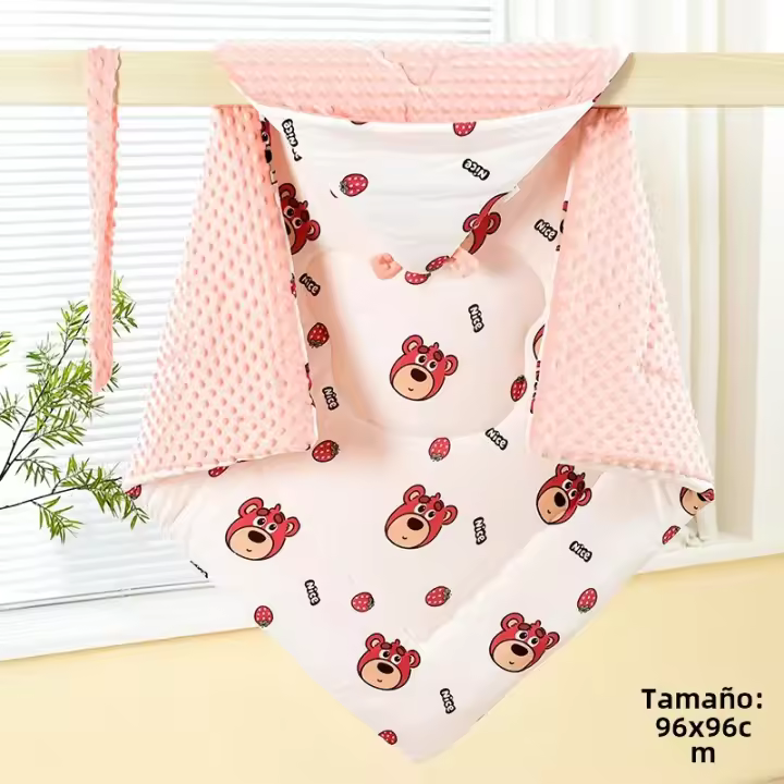 Manta Bebé De Terciopelo Para Recién Nacido 96x96cm Algodón Grueso Para Invierno Dibujos Animados Unisex Rojo/Amarillo/Morado Suministros De Bebé En El Salón De Partos - 1