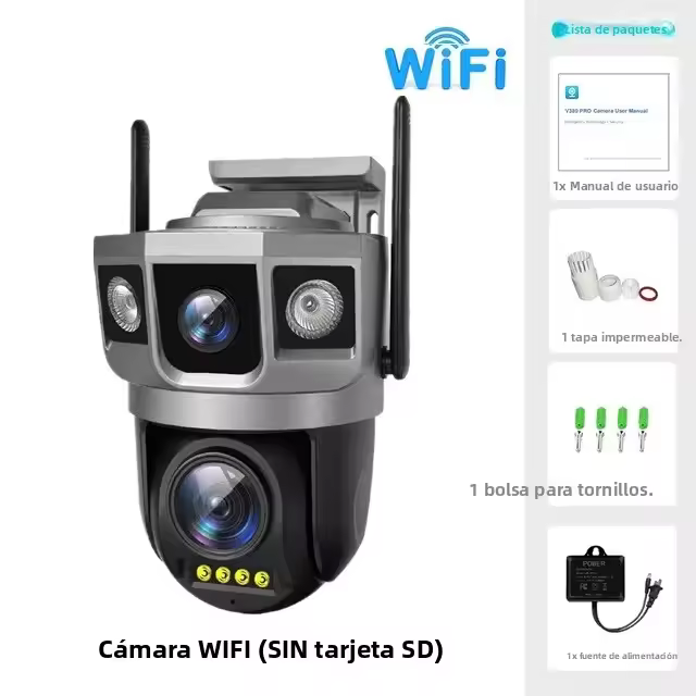 Cámara De Seguridad IP 12MP 6K PTZ Wifi Exterior Doble Lente 3 Pantallas Detección Humana Zoom Digital CCTV Cámara De Vigilancia - 1