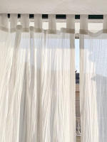 Cortina De Living Con Diseño De Grua Japonesa Y Cinturón Blanco Puro Cortina Plegable Moderna Para Ventana Plana Sin Regulación De Luz - details 9