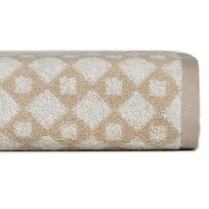 CASTMA GARANTIA DE ALTA CALIDAD - Toalla Baño Beige Modelo GEO 100% Algodón Puro 500grs/m2 tamaño ducha en 70x140cm - 1