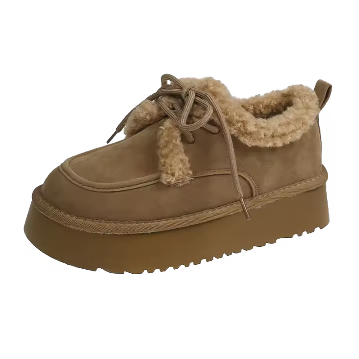 Botas De Invierno Para Mujer Con Cordones Antideslizantes Y Lona De Microfibra Botines De Punta Redonda Y Suela De Goma Aislante Y Confortables - 1