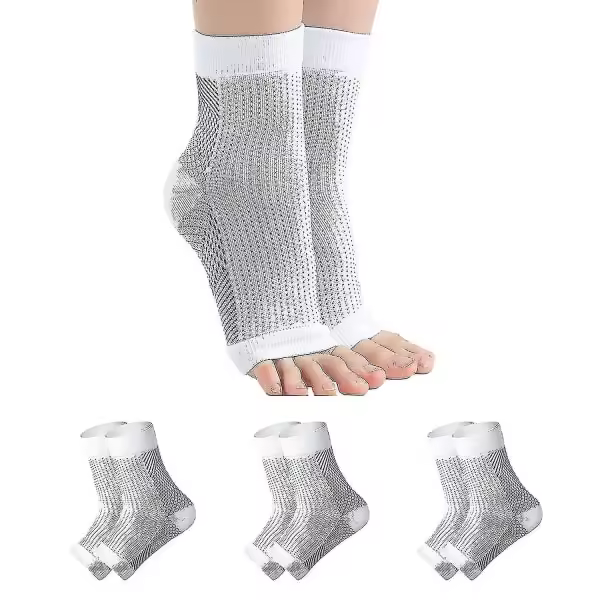 pairs of neuropathy socks, soothing socks for neuropathy pain, tendinitis compression socks, plantar fasciitis, neuropathy - White - L XL - 1