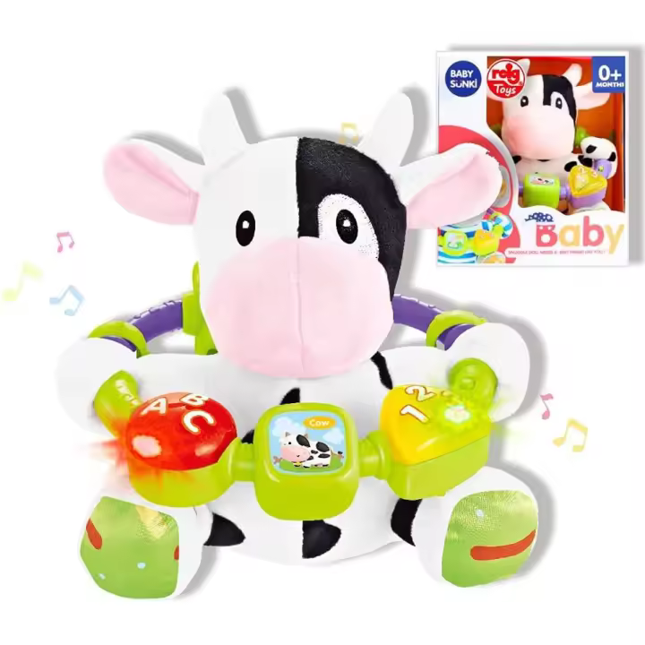 Reig- Baby Sunki Peluche Vaquita Multicolor con activadades (18112) - 1