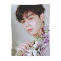 Manta Ultra Suave De Poliéster 100% Con Estampado De Flannel Cha Eun Woo Kpop Astro Multifuncional Para Sofá Coche Cama - details 7