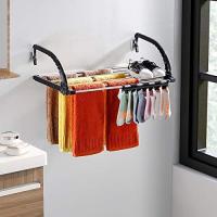 Balcón/Radiador/Estante de secado de ropa montado en la pared, Estante de secado de ropa plegable de acero inoxidable, Secador de ropa colgante telescópico (Longitud: 51-95cm), Estante de secado de calcetines a prueba de viento incluido. - details 2