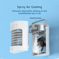 Aire acondicionado portátil, mini enfriador de aire 3 en 1, ventilador silencioso, 3 velocidades, 2 modos de pulverización, 600 ml, con asa, ideal para dormitorio y oficina, anillo de luz ambiental. - details 8