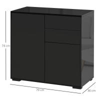 Aparador Armario Negro con 2 cajas Y 2 Puertas antivuelco para Salón dormitorio 117x36x74cm - details 6