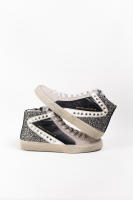 Lyla Wang Zapatillas Altas de Mujer con Glitter Plateado y Cordones Azules - details 9