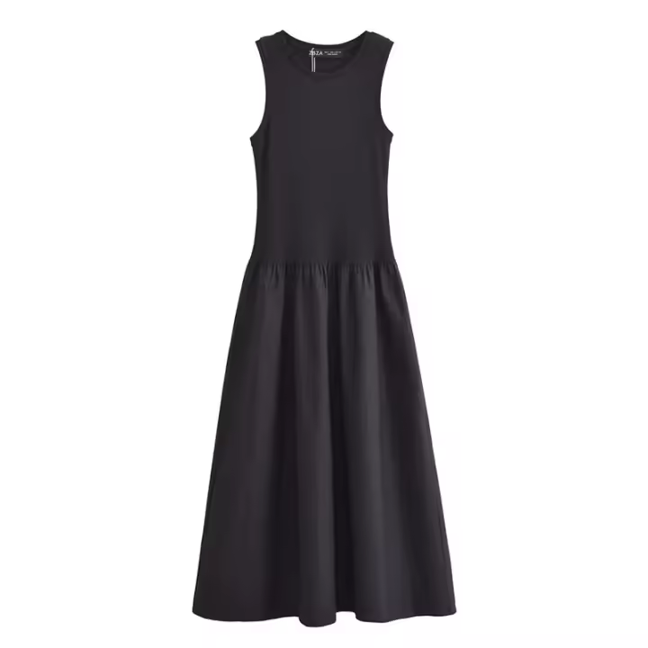 Vestido De Verano Para Mujer 2025 Elegante Y Cómodo Slim A-Line Cuello Redondo Vestido De Fiesta De Playa Casual Longitud Media Pierna Polyester - 1
