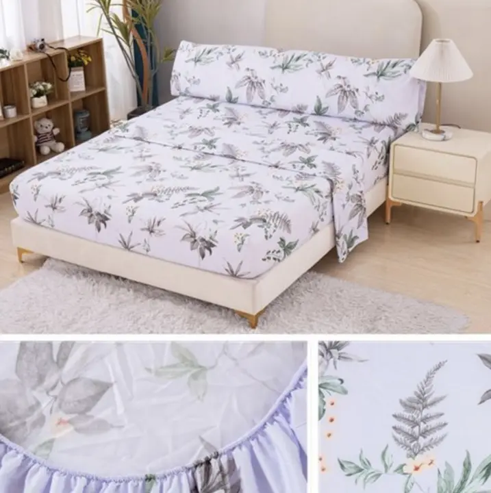 juego de sabanas estampada (3 piezas): sábana encimera + sábana ajustable + 1 fundas de almohadade no hace bolitas - 1