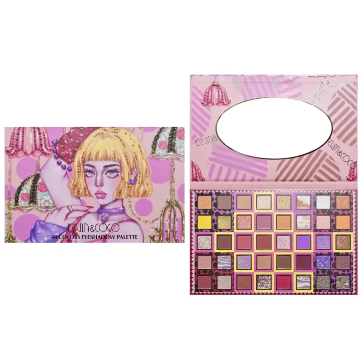 Paleta de sombras de ojos KEVIN & COCO de 40 colores con puntos divertidos - 1